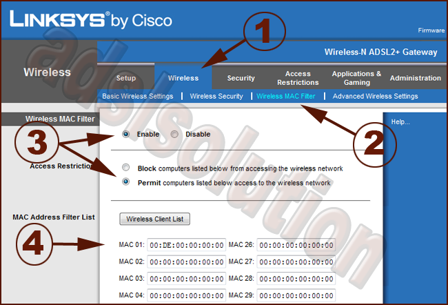 linksys mac filtering